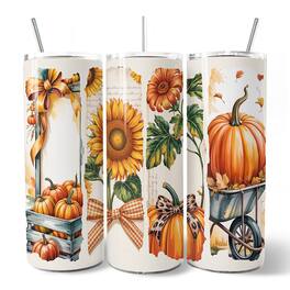 OrnamentallyYou - Pumpkin Season 20oz Tumbler With Lid and Stainless Steel Straw - Multicolored