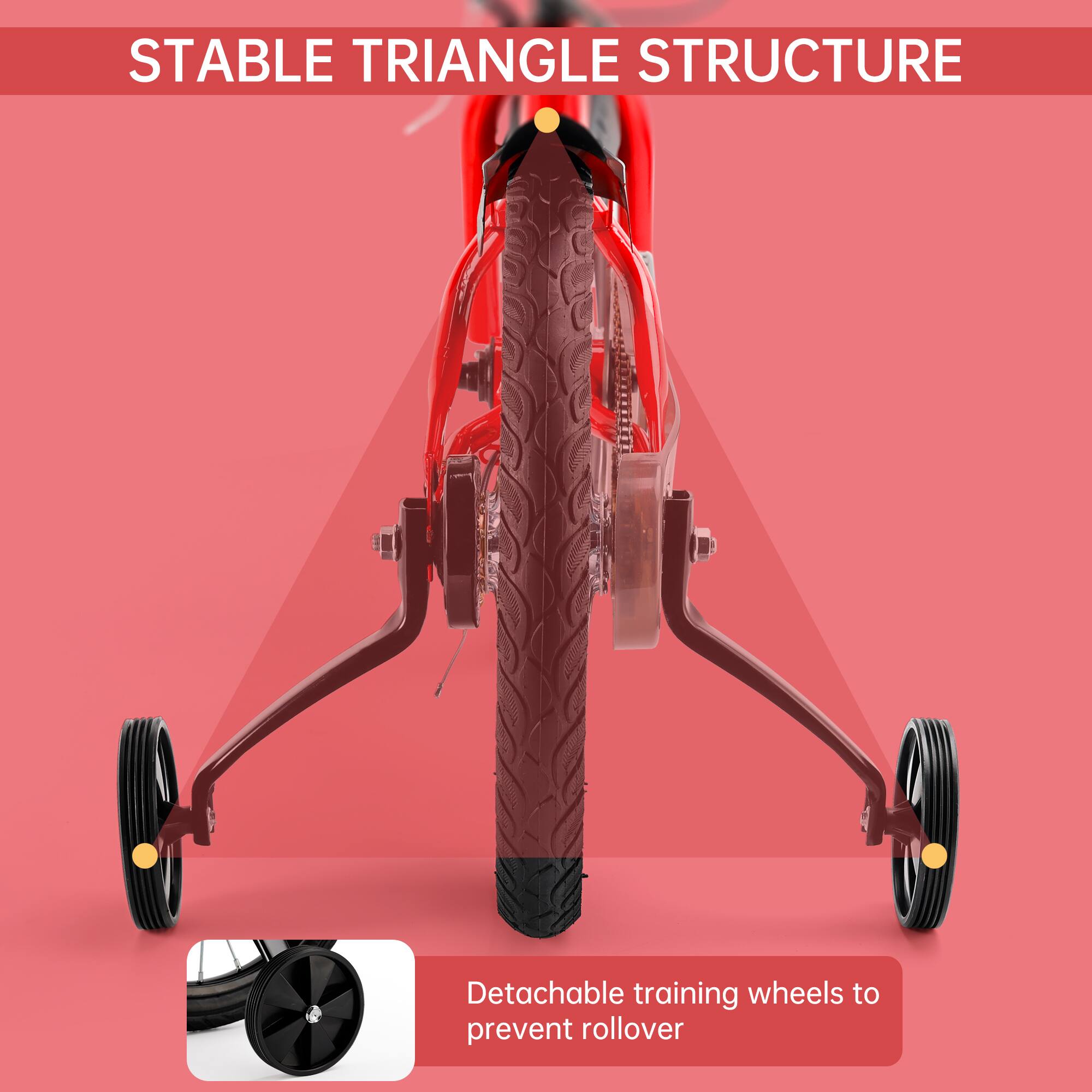 STABLE TRIANGLE STRUCTURE

Detachable training wheels to prevent rollover