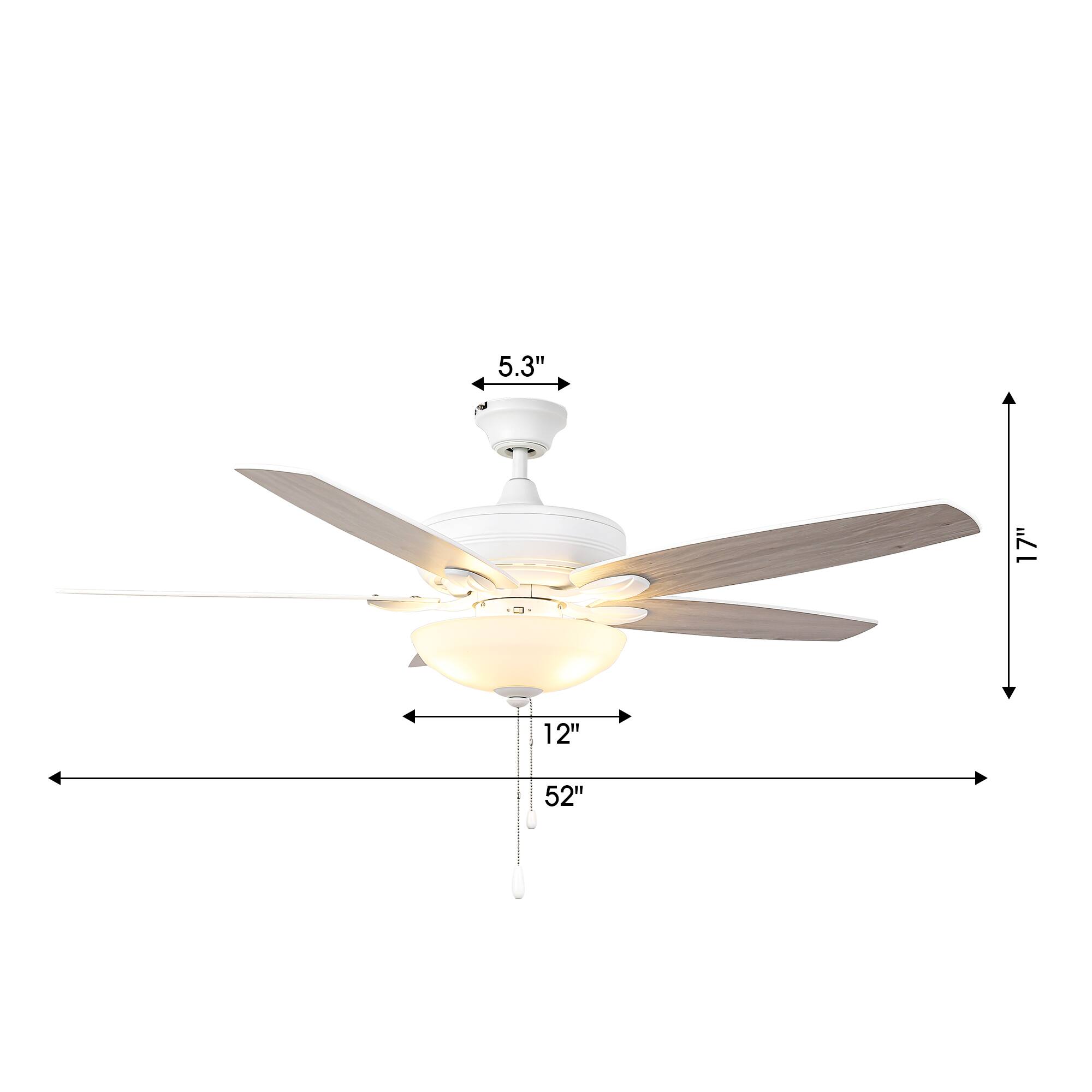 5.3"  
17"  
12"  
52"