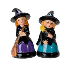 Pacific Trading - Pacific Giftware Magical Hocus Pocus Witches Ceramic Magnetic Salt and Pepper Shakers - Multicolor