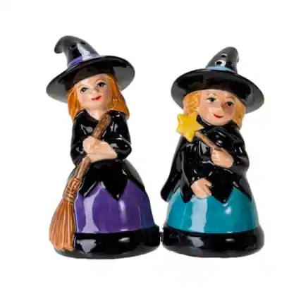 Front. Pacific Trading - Pacific Giftware Magical Hocus Pocus Witches Ceramic Magnetic Salt and Pepper Shakers - Multicolor.