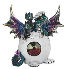 FC Design - 6"H Three Headed Dragon Baby in Egg Figurine Statue Office Desk Tabletop Medieval Gaming Home Decor Gift - Multi-Color