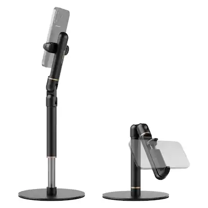 Front. Neewer - Basics Phone Stand with Weighted Metal Base, Adjustable Clamp, ST006 - Black.