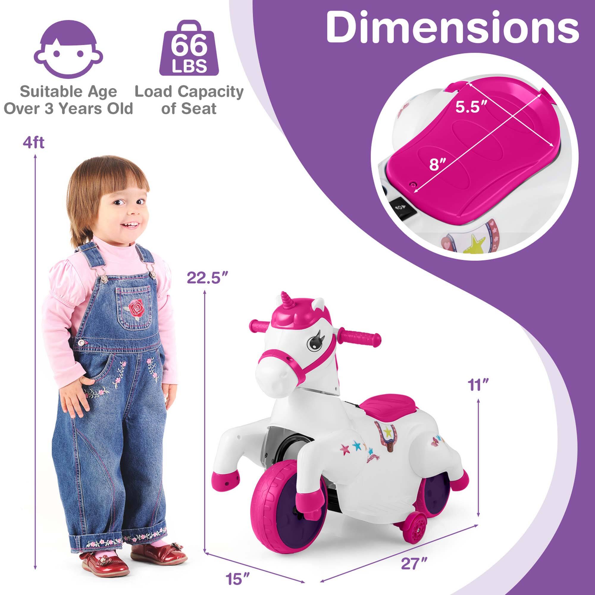 Dimensions  
Suitable Age: Over 3 Years Old  
Load Capacity of Seat: 66 LBS  

4ft  
22.5"  
15"  
27"  
11"  
5.5"  
8"
