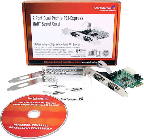 Front. StarTech.com - PSI Express-to-RS232 Serial Card Adapter - Green.