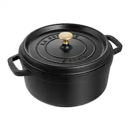 Staub - Cast Iron Round Cocotte, Dutch Oven, 4-quart, serves 3-4, Made in France - Matte Black