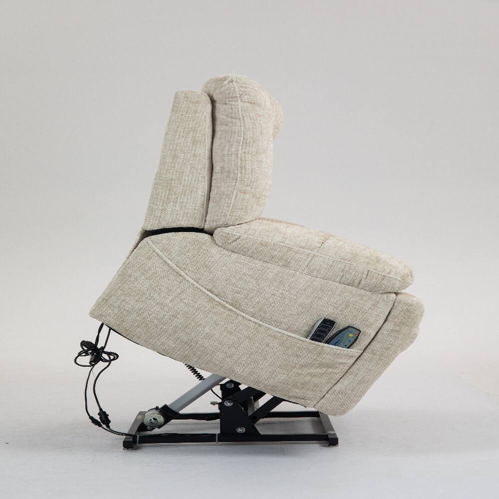 Alt View 1. Ropilly - Ropilly power lift recliner for big and tall seniors lay flat lift chair with heat and massage cream chenille - Cream.