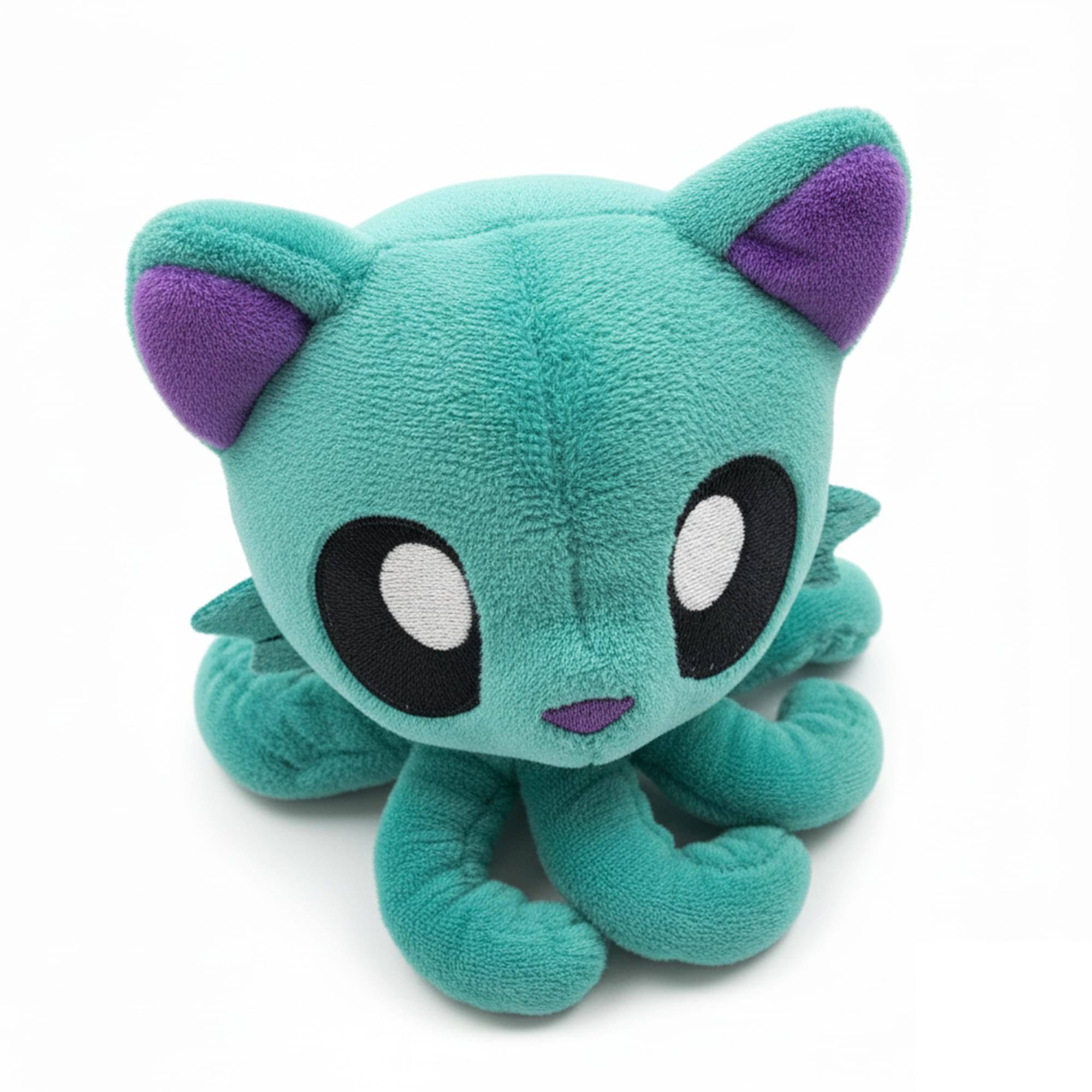 Alt View 10. Tentacle Kitty - Tentacle Kitty Electron Teal 6 Inch Little One Plush - Blue.