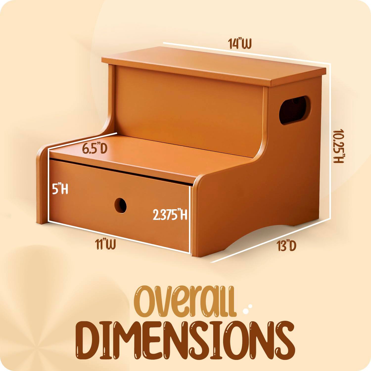 14"W  
10.25"H  
6.5"D  
5"H  
2375"H  
11"W  
13"D  

Overall Dimensions