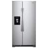 Front. Whirlpool - 36 in. Wide 25 cu. ft. Side-by-Side Refrigerator - Fingerprint-Resistant Stainless Finish.