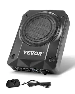 VEVOR - 8" 800W Underseat Car Subwoofer, Slim Powered Car Subwoofers Under the Seat, Low Profile Audio Sub Built-in Amplifier - Black