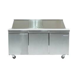 Magic Chef - Commercial 70 in. 15.5 cu. ft. 3-Door Mega Top Sandwich-Salad Prep Table Steel - Stainless Steel