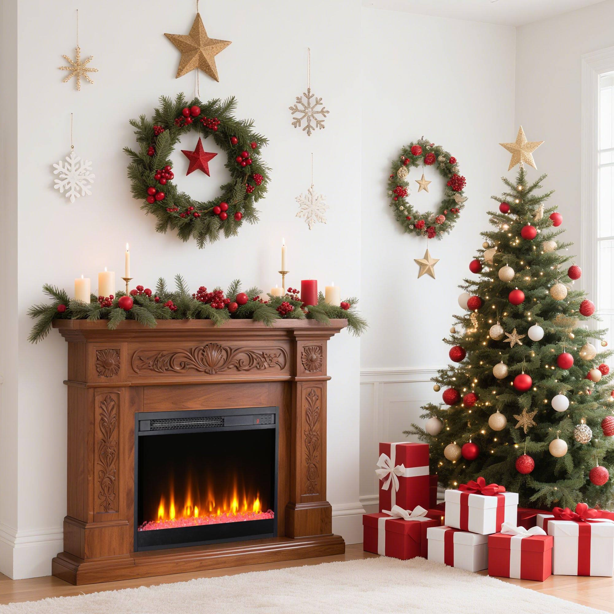 Alt View 1. Ecooso - 23 inch electric fireplace , crystal  & realistic flame, remote control with timer, overheating protection - Black.