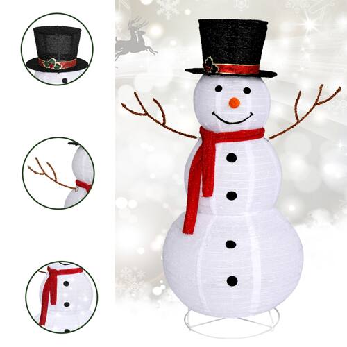 Alt View 4. Winado - 4FT Christmas Snowman Snow Fleece with LED Lights, Imitated Branch Hand for Indoor Outdoor Holiday Party Decorations - White.