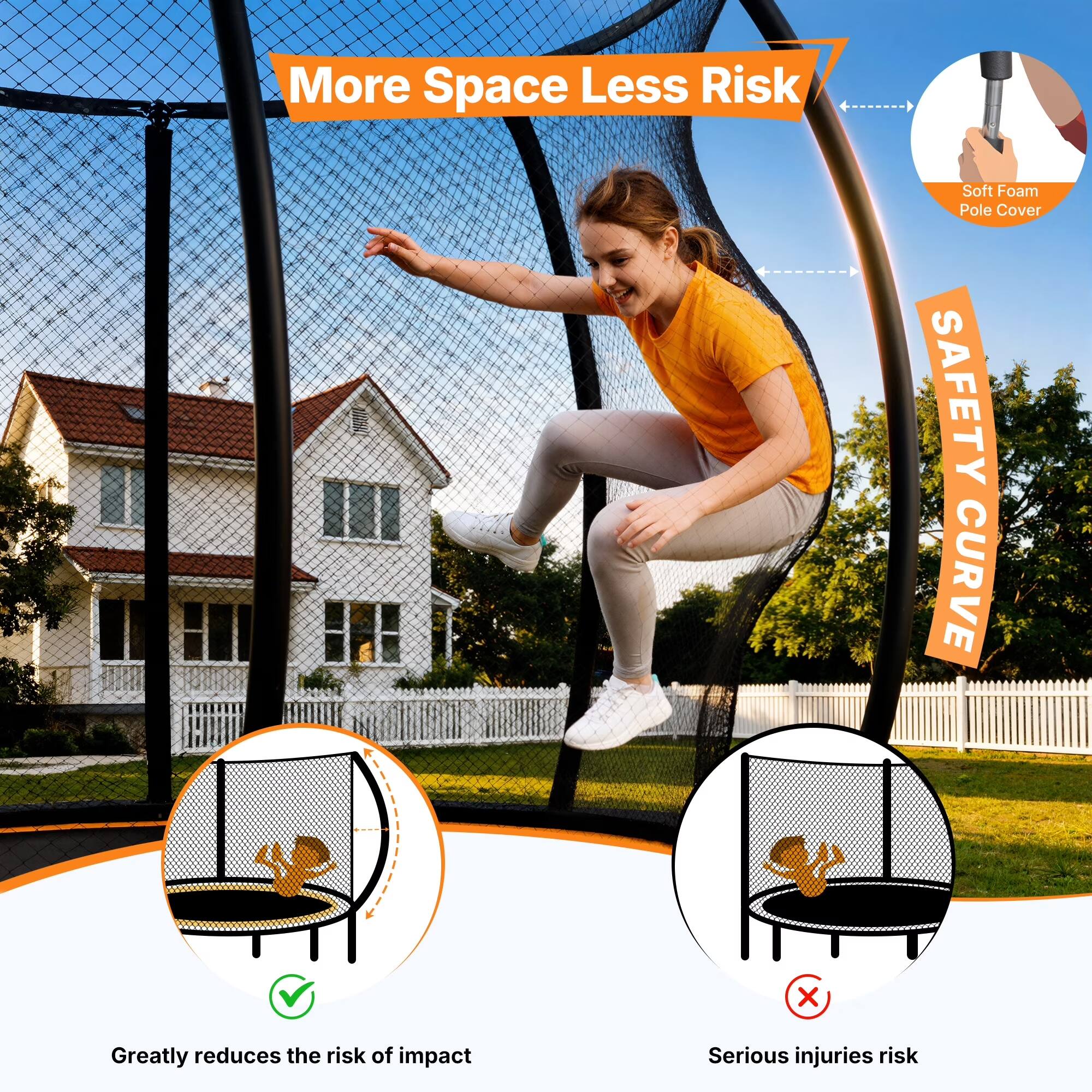 More Space Less Risk  
Soft Foam Pole Cover  
SAFETY CURVE  
Greatly reduces the risk of impact  
Serious injuries risk