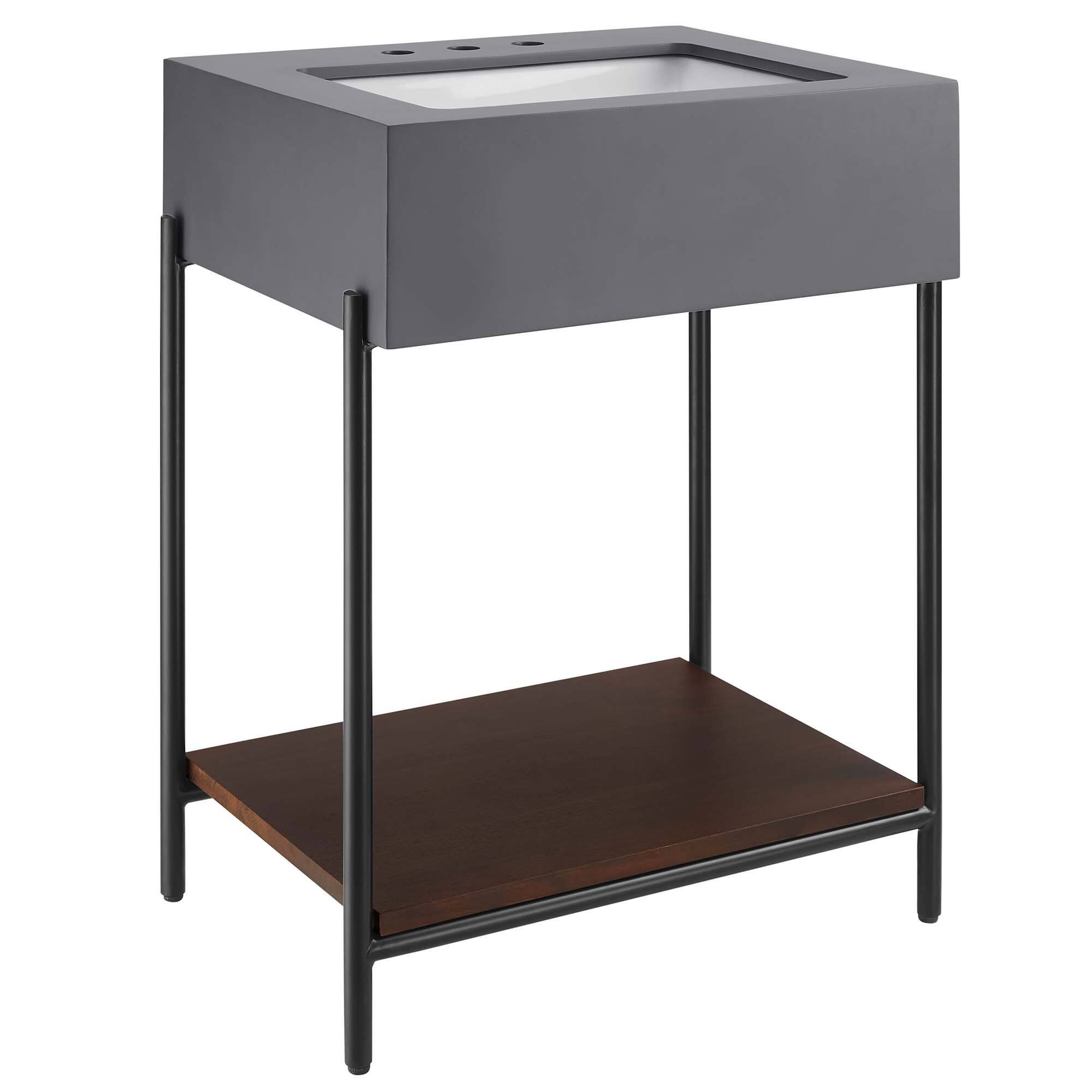 Angle. Modway - Etch 24" Bathroom Vanity with Sink by Modway - Black White.
