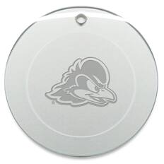 Front. Jardine - Delaware Fightin' Blue Hens 3'' Glass Round Ornament - Multicolor.