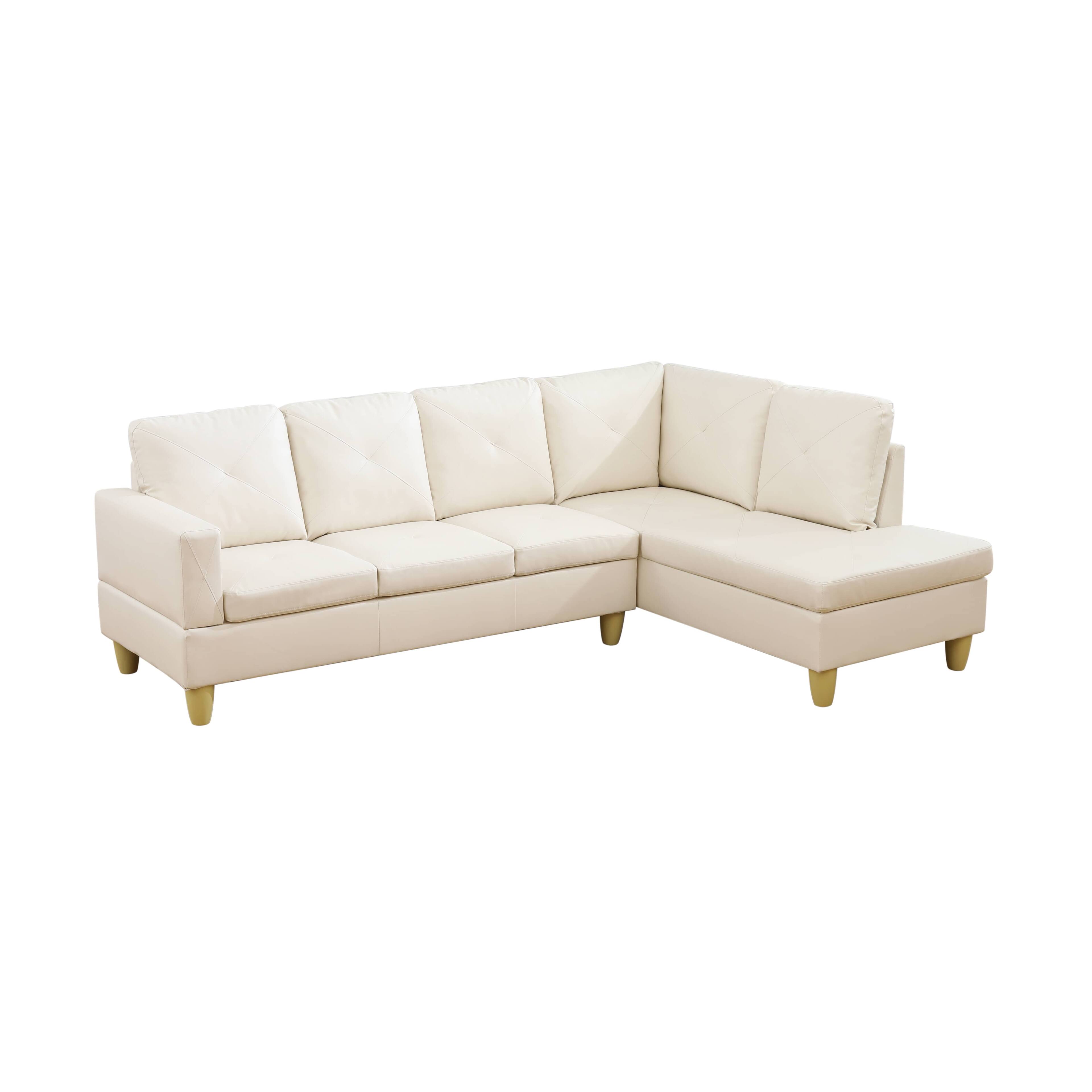 Alt View 4. Boyel Living - Premium Semi PU Upholstered Sofa Solid Wood Frame Double Spring with Right Chaise Lounge - Cream.