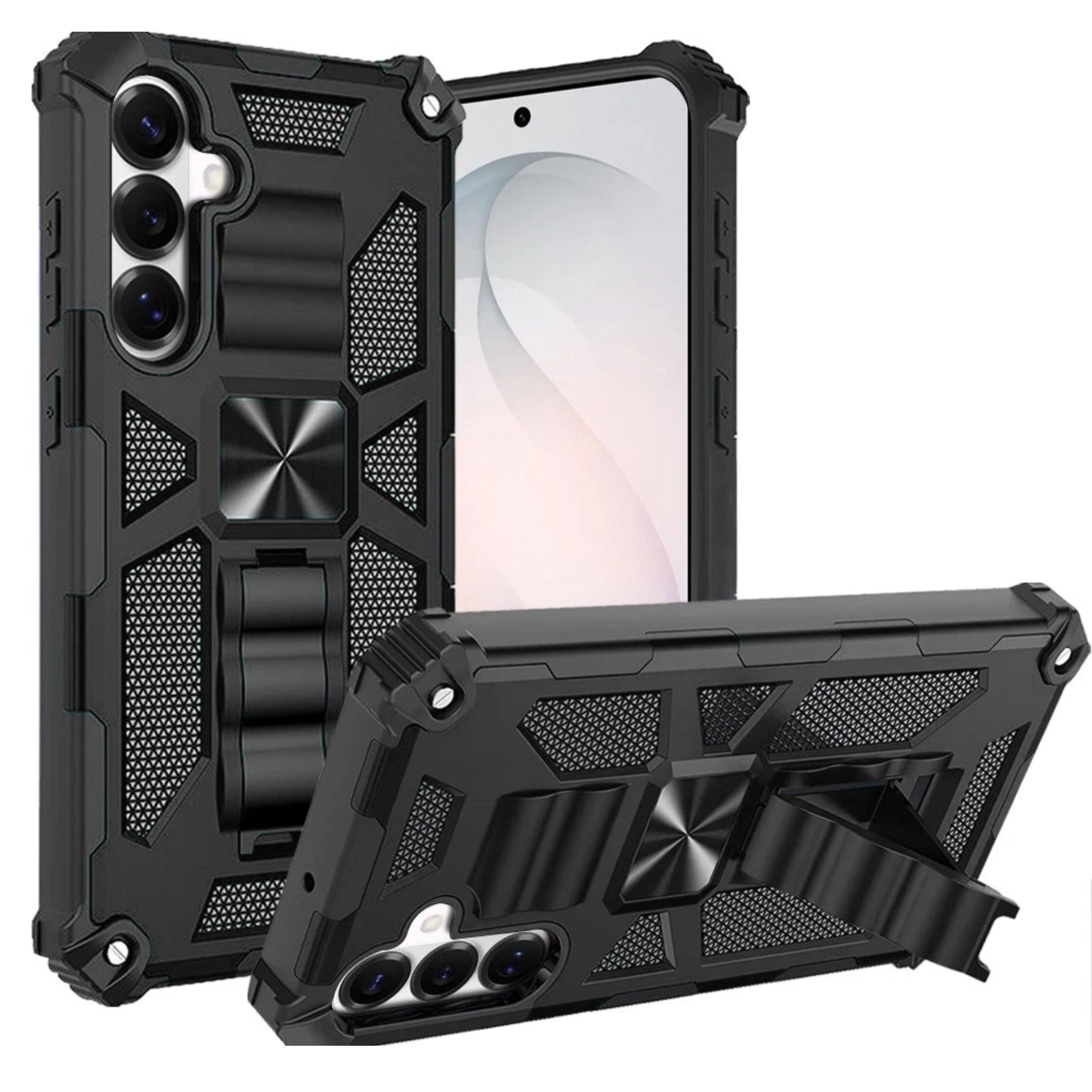 Kitcheniva - Shockproof Modern With Stand Metal Plate Plus Tempered Glass For Samsung S26 FE - Black price history on PriceWatchPro