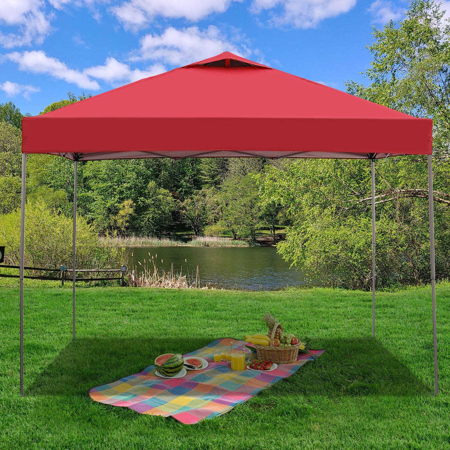 Alt View 2. Ainfox - Ainfox Pop Up Gazebo Outdoor Canopy Tent Without sidewalls - Red.