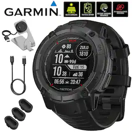 Garmin - Instinct 2X Solar Rugged GPS Smartwatch, Tactical Edition + Accessories Bundle - Black - (2023)