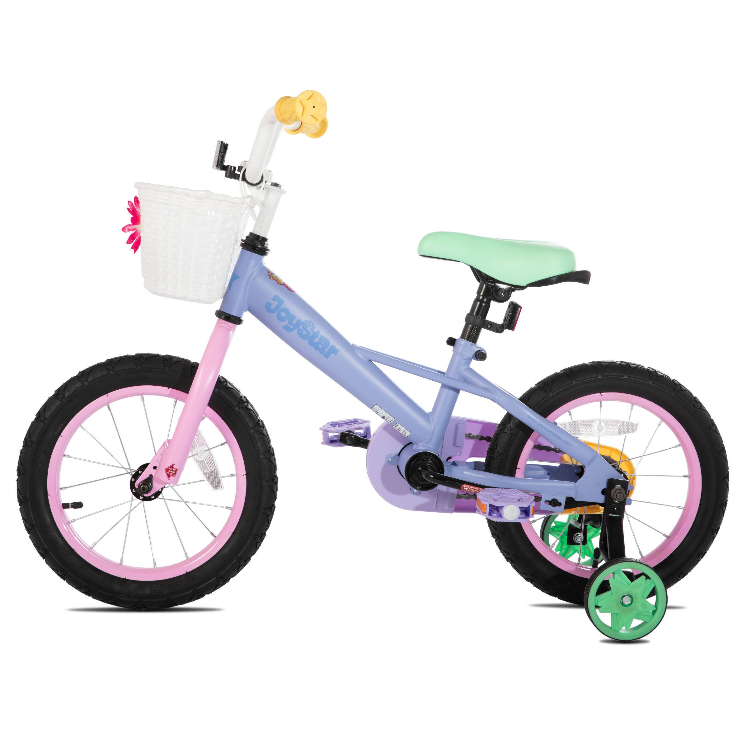 Back. JOYSTAR - JOYSTAR Macarons 16" Kids Bike for Boys Girls Ages 4-7, Kids Bicycle with Training Wheels & Basket, Purple - Purple.