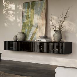 POVISON - 79" Floating TV Stand, Modern Minimalist, Four Drawers, Fully-Assembled - Black