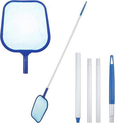 Front. Auledio - Pool Skimmer Net - Pool Skimmer Net with 5-Piece Telescoping Handle - For Quick Cleaning of Ponds, Hot Tubs and Spas.