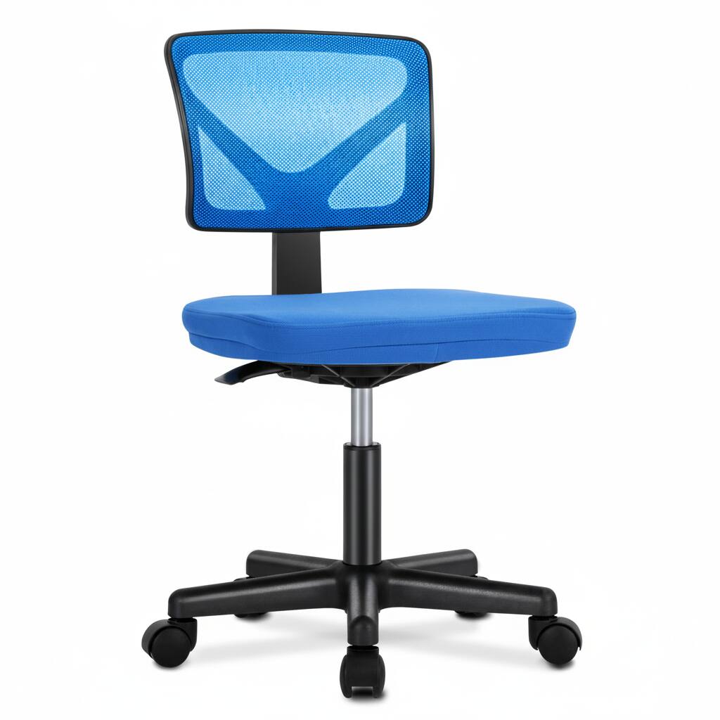 AOITUN - Armless Mesh Office Chair, Ergonomic Computer Desk Chair with Lumbar Support, Adjustable Swivel Task Chair - Blue