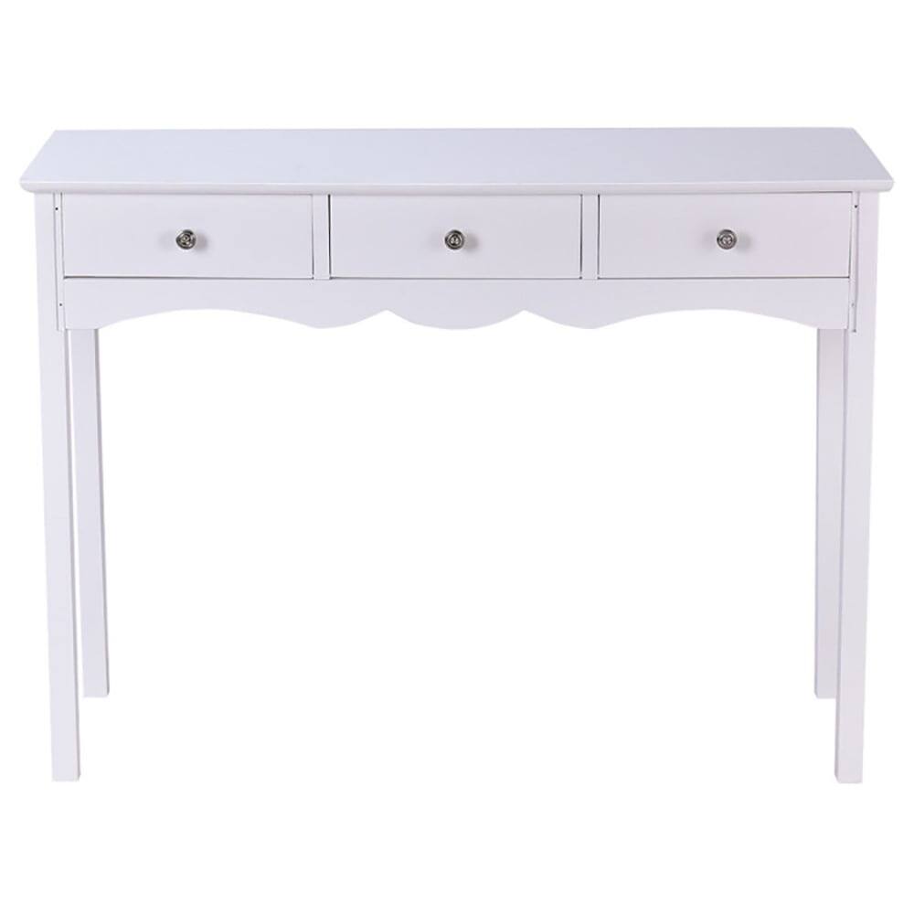 Alt View 6. Kadyn - Side Sofa Table with Storage 3-Drawers-white, Narrow Console Table, Entryway Hall Table with Shelves for Foyer - White.