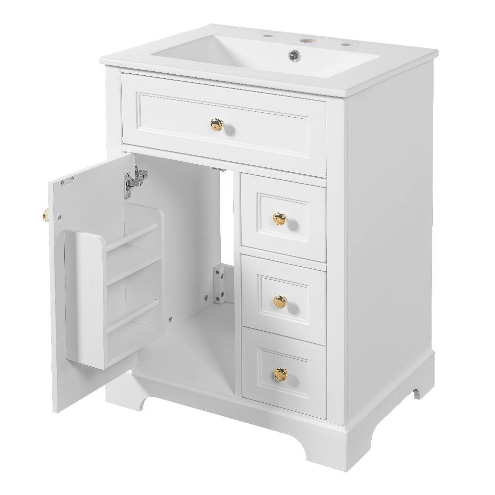 Alt View 10. Loheer - Loheer 24 Inch White Bathroom Vanity Single Sink Modern Cabinet - White.