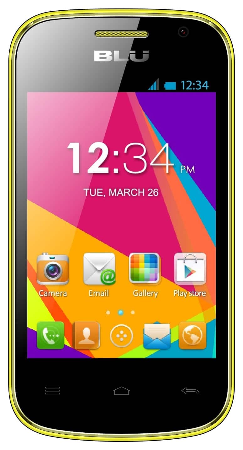 Front. BLU - Dash Jr W D141w Cell Phone (Unlocked) - Yellow.