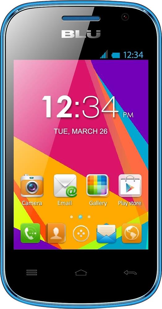 Front. BLU - Dash Jr W D141w Cell Phone (Unlocked) - Blue.
