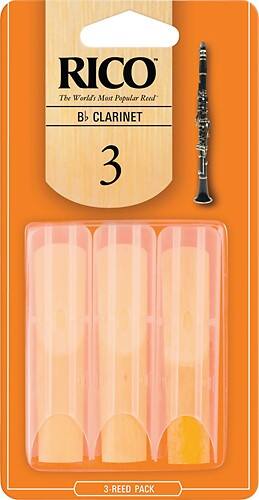 Front Standard. Rico - Royal #3.0 Bb Clarinet Reeds (3-Pack) - Blue.
