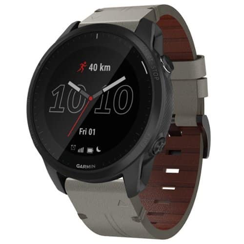 StrapsCo - Italian Leather Strap QuickFit 22 Watch Band For Garmin Forerunner 945 (Extra Short) - Graphite