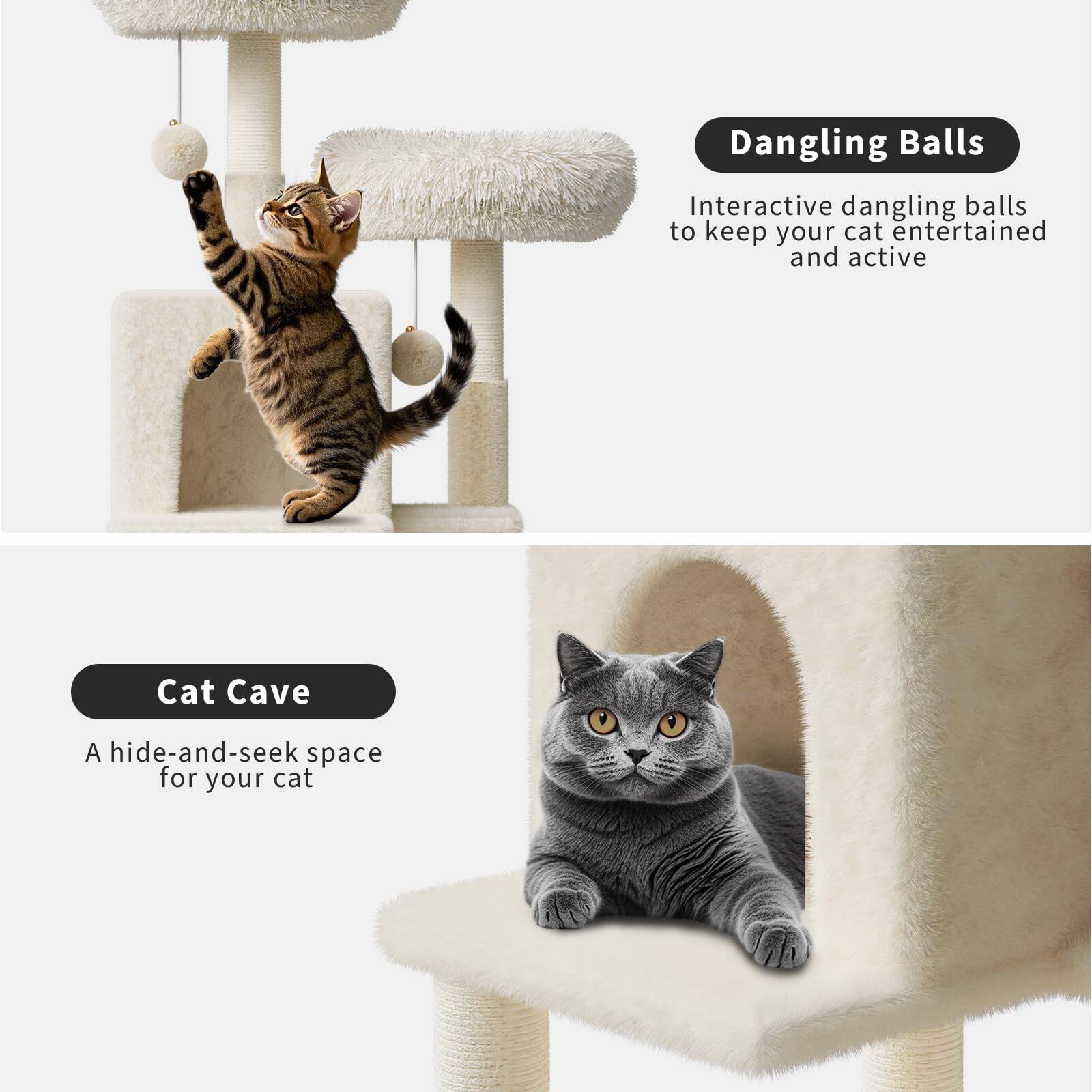 Dangling Balls  
Interactive dangling balls to keep your cat entertained and active  

Cat Cave  
A hide-and-seek space for your cat