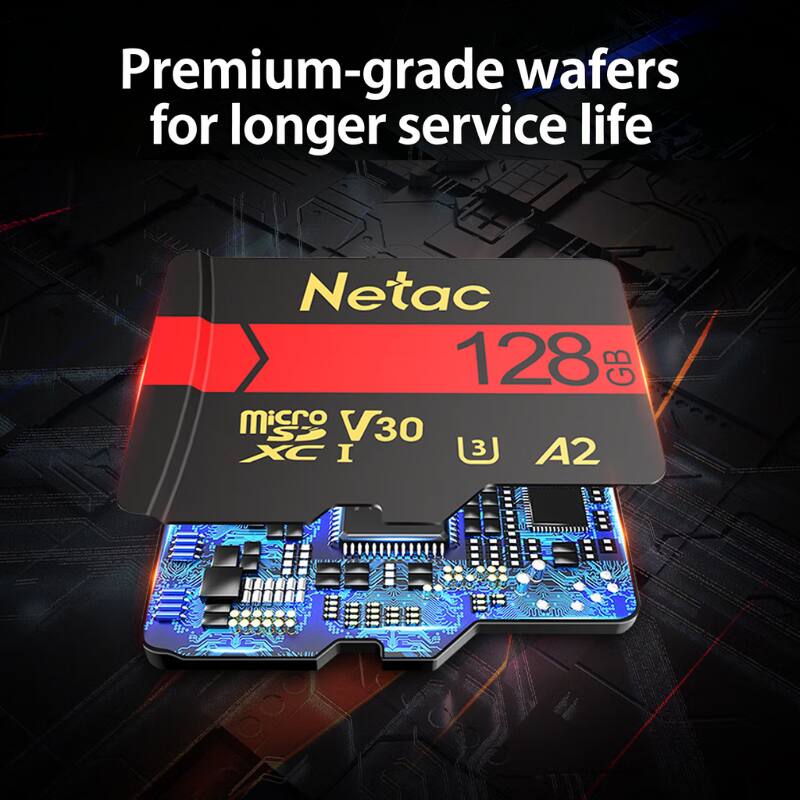 Premium-grade wafers for longer service life  
Netac 128 GB Micro SDXC I V30 SP XC I 3 A2