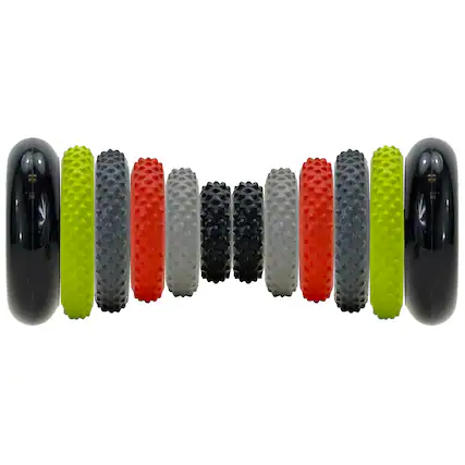 Front. GoFit - Interchangeable Ring Roller RFX, 10 Interchangeable Massage Rings.