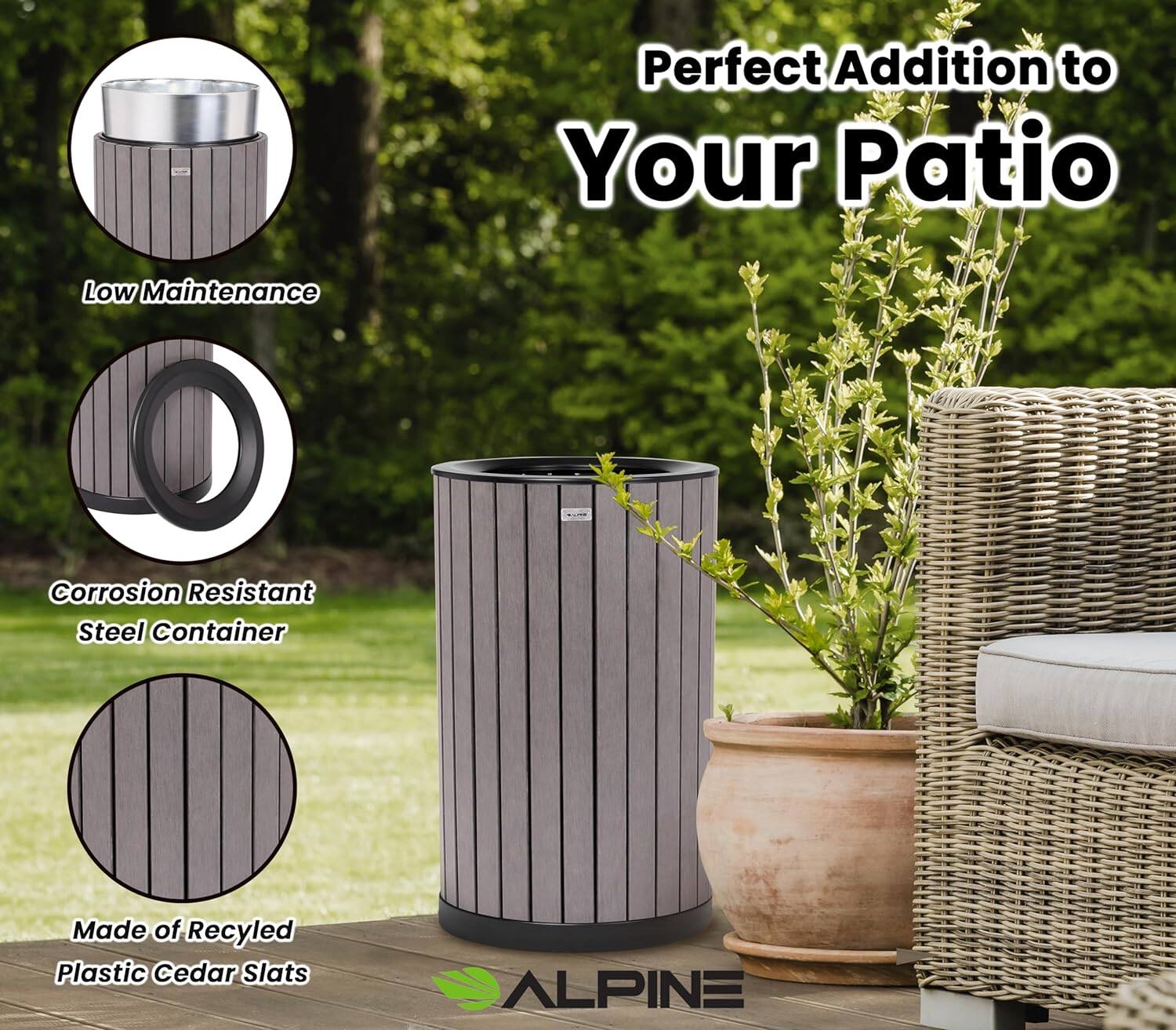 Perfect Addition to Your Patio

- Low Maintenance
- Corrosion Resistant Steel Container
- Made of Recycled Plastic Cedar Slats

ALPINE
