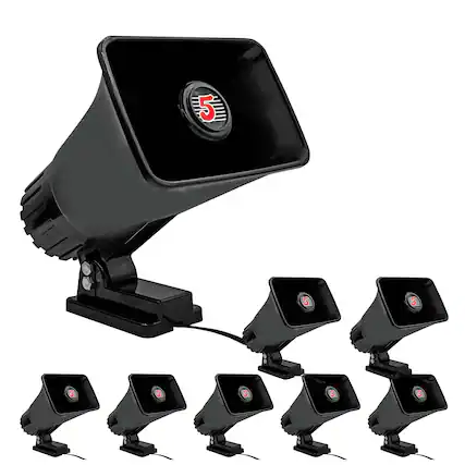 Front. 5 CORE - 5Core PA Horn Speaker 8Pc 6 Inch 50W Bull Horn Audio System-HW 405 BLK 8PCS - Black.