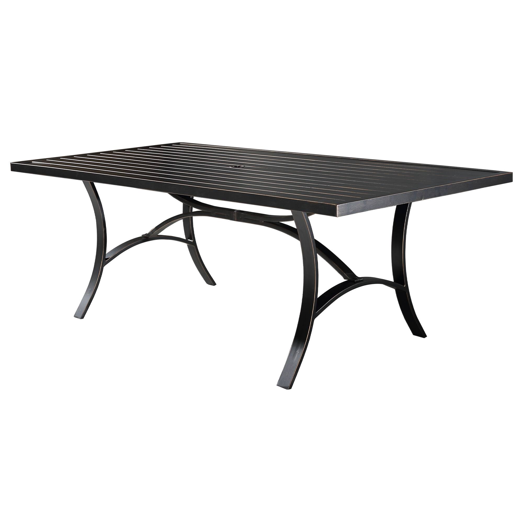 Alt View 1. Mondawe - Outdoor Aluminum Dining Table with Umbrella Hole - Black.