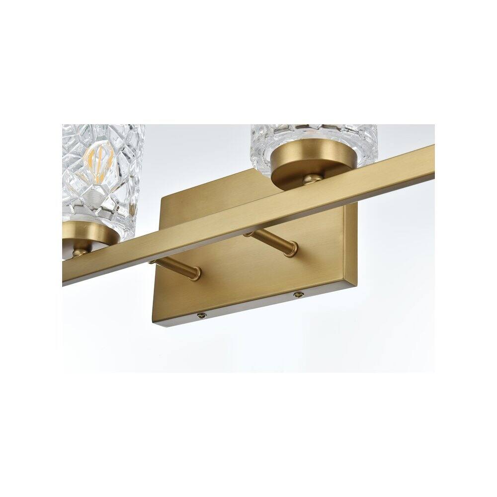 Alt View 2. Living District - Cassie 31 inch Wall Sconce in Satin Gold - Satin Gold And Clear.