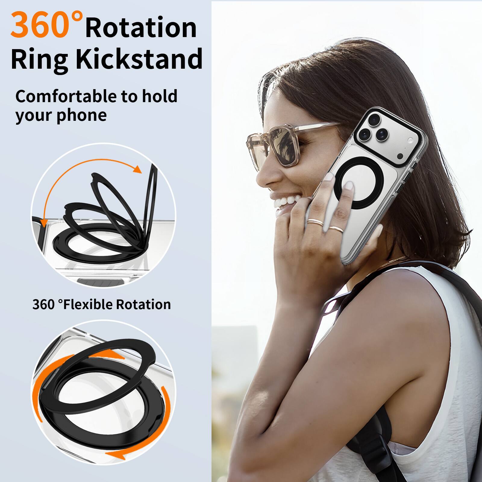 360° Rotation Ring Kickstand  
Comfortable to hold your phone  

360° Flexible Rotation