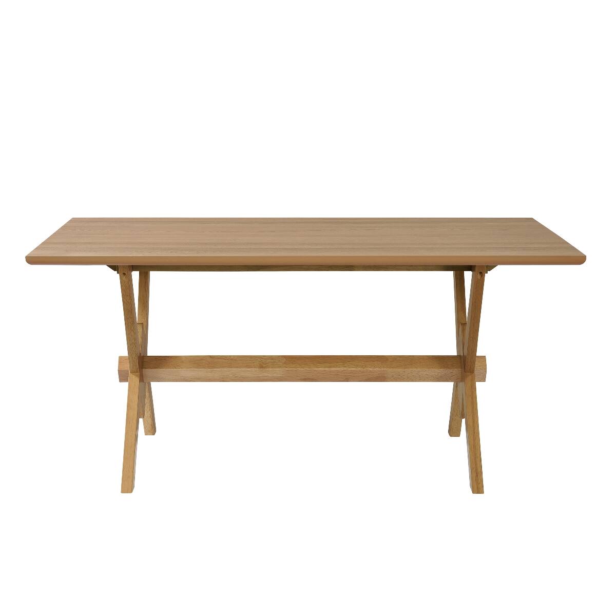Back. Loheer - Loheer 63 inch Farmhouse Dining Table, Natural Wood Rectangular Table Seats Six - Natural.
