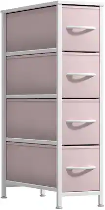 Front. Sorbus - Sorbus Narrow Dresser with 4 Drawers, Vertical Slim Storage Chest of Drawers with Steel Frame - Pink.