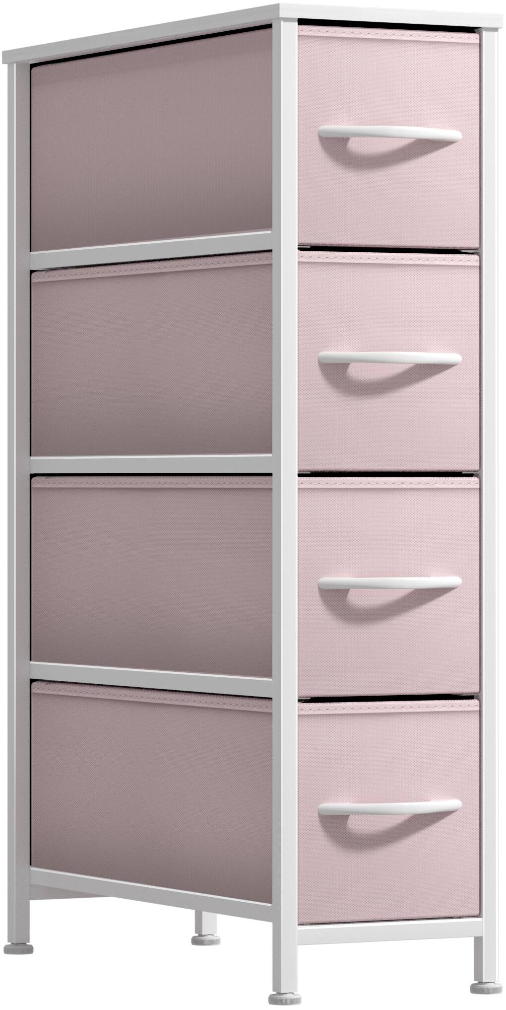 Front. Sorbus - Sorbus Narrow Dresser with 4 Drawers, Vertical Slim Storage Chest of Drawers with Steel Frame - Pink.