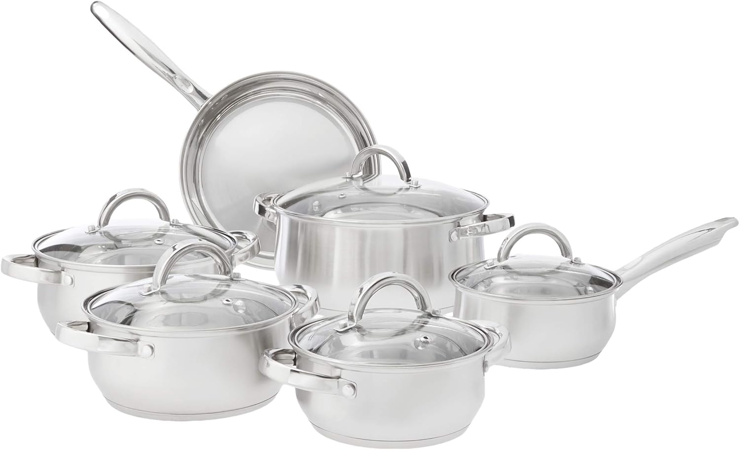 Alt View 4. Heim Concept - Heim Concept 12-Piece Stainless Steel Cookware Sets with Glass Lid - Silver.