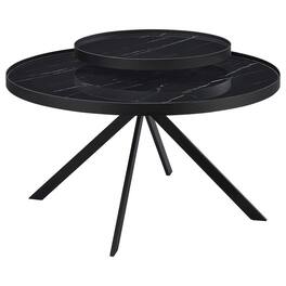 Coaster Co. of America - Briggs Round Marble Printed Glass Top Coffee Table - Black