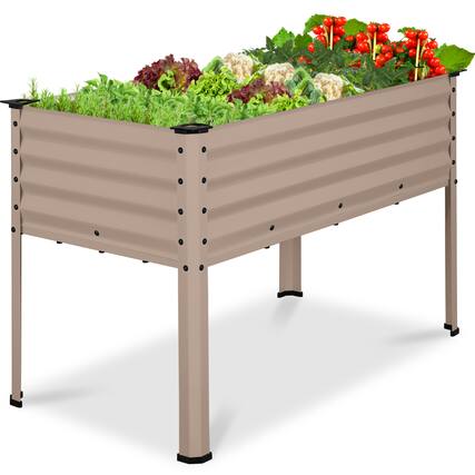 Front. Best Choice Products - Best Choice Products 48x24x30in Elevated Galvanized Metal Garden Bed w/ Corner Protectors - Taupe - Taupe.
