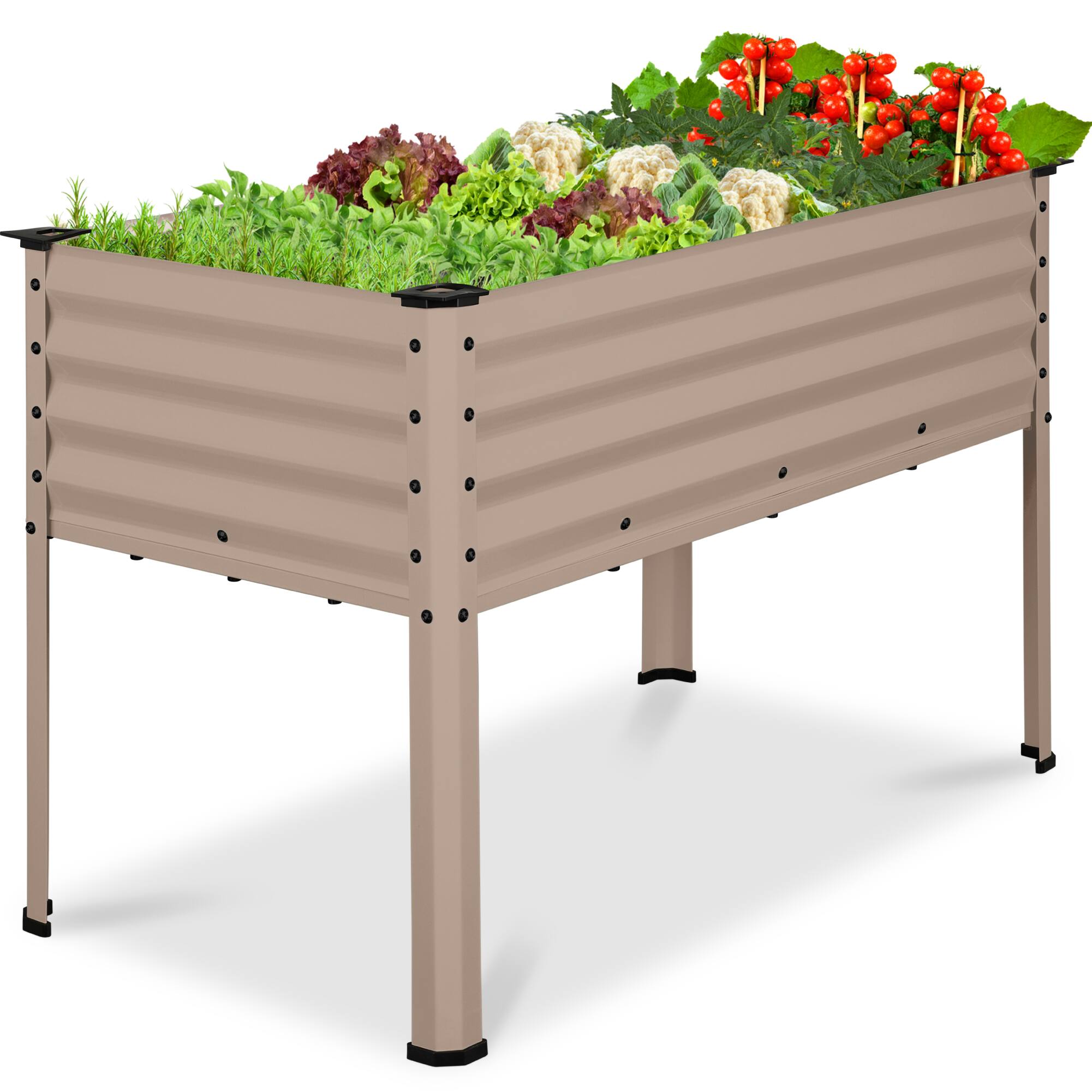 Front. Best Choice Products - Best Choice Products 48x24x30in Elevated Galvanized Metal Garden Bed w/ Corner Protectors - Taupe - Taupe.